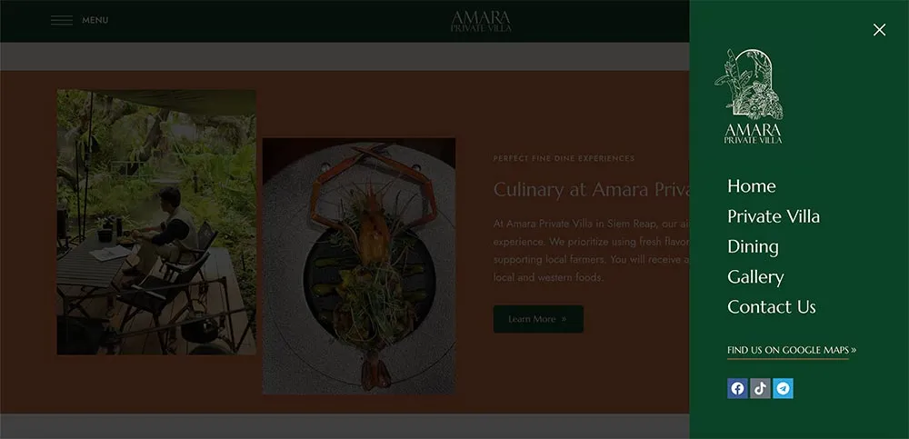 Amara Private Villa - Ultimate luxury villas with sophistication and comfort in Siem Reap - Main Menu