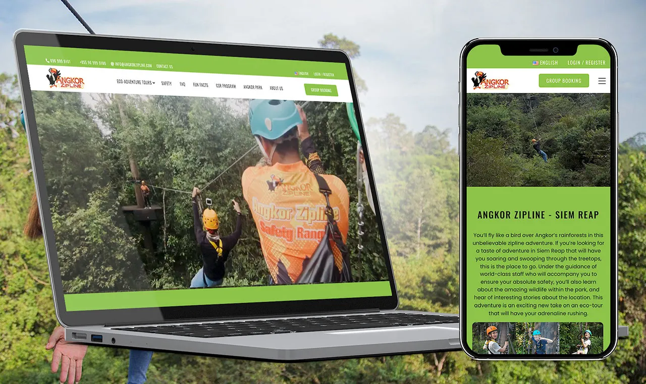 Angkor Zipline Cambodia Website Redesign Online Payment