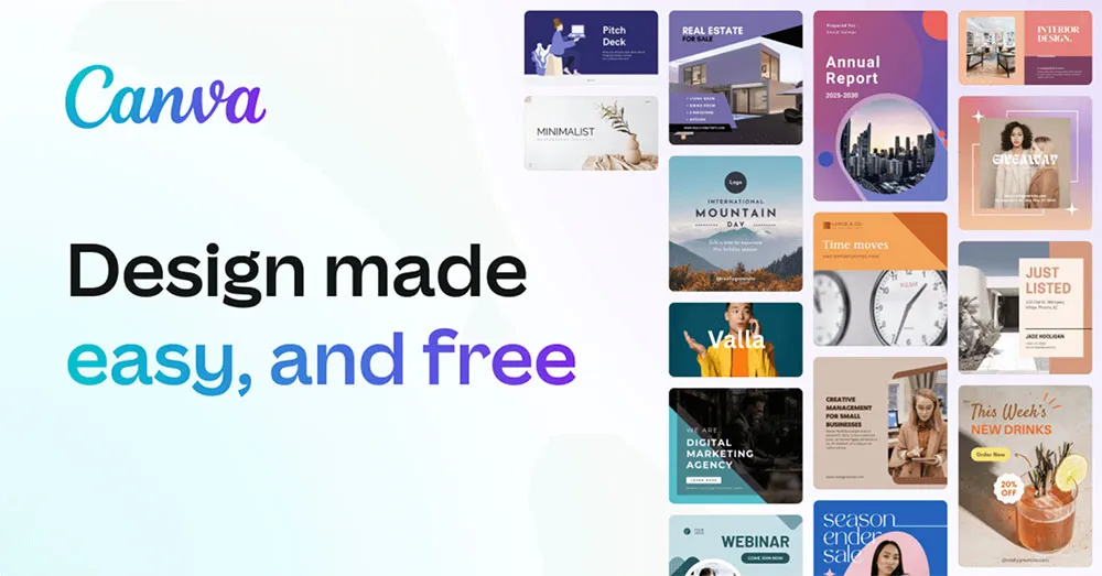 Canva provides online graphic design tools available in both free and paid versions.
