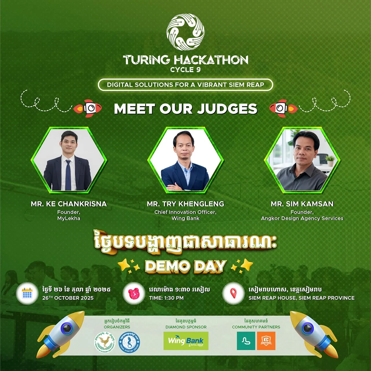 Hackathon participants collaborating on tech projects in Siem Reap