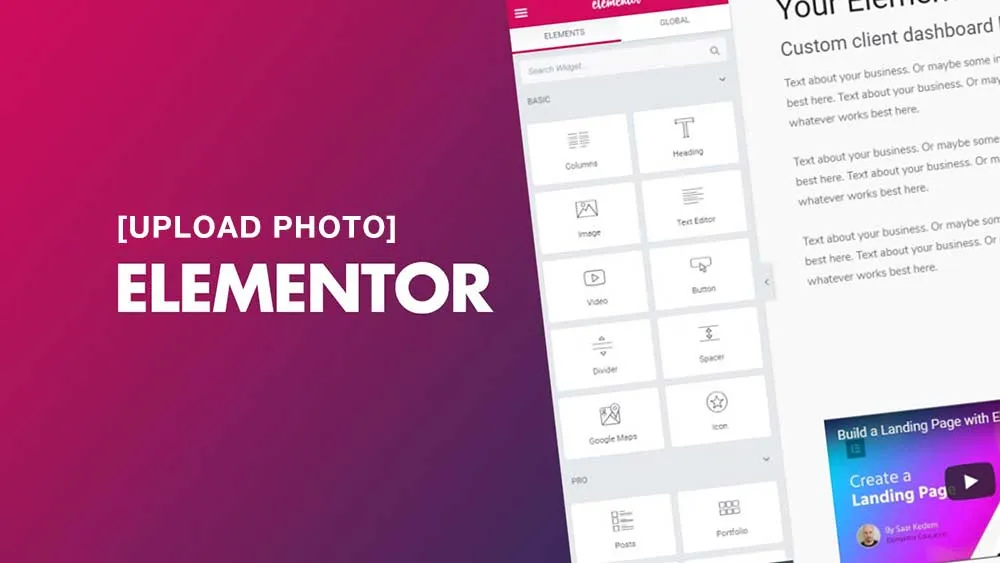 How can I upload and update a photo using Elementor in WordPress CMS?