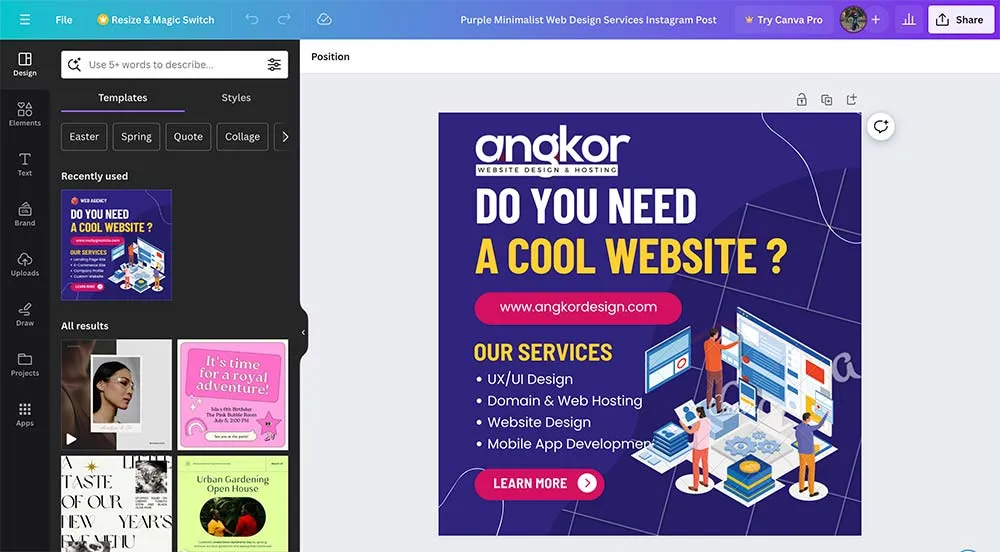 Canva offers both a free and paid version of its online graphic design tools in 2024.