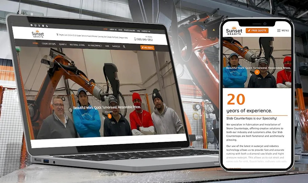 Revamp the website of Sunset Granite, a trusted company that offers countertop services in Portland, Oregon, USA
